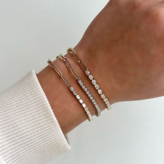 Emerald Half Tennis Paperclip Bracelet