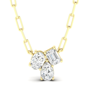 NFC1 50 Y1416 18 Multi Shape Cluster Necklace 1 50 Yellow 14kt Gold