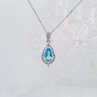 Blue topaz pear drop pendant