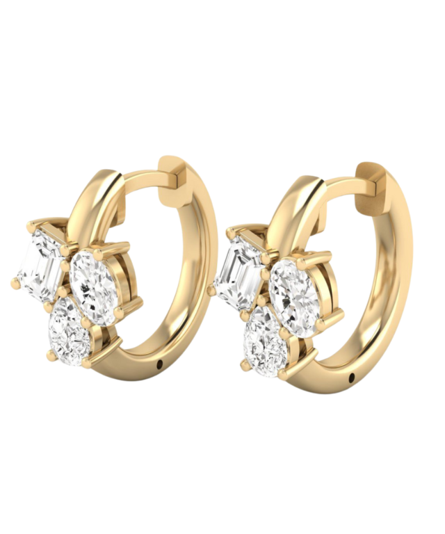 EFH871 00 Y14 Multi Shape Cluster Huggie Hoops 1 00 Yellow