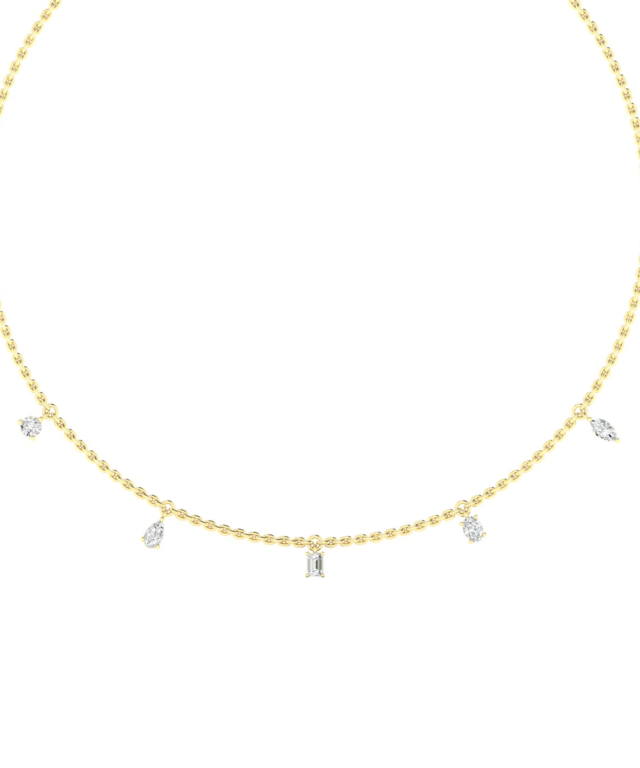 N46 FAN1 00 Y1416 18 Multi Shape Droplet Necklace Yellow 14kt Gold