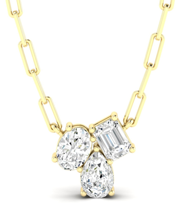 NFC1 50 Y1416 18 Multi Shape Cluster Necklace 1 50 Yellow 14kt Gold