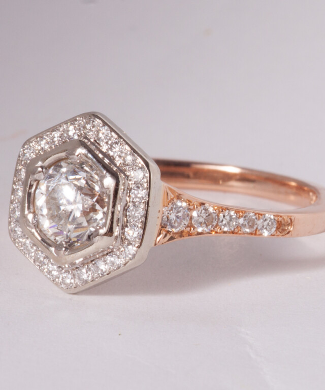 Rose gold hex ring