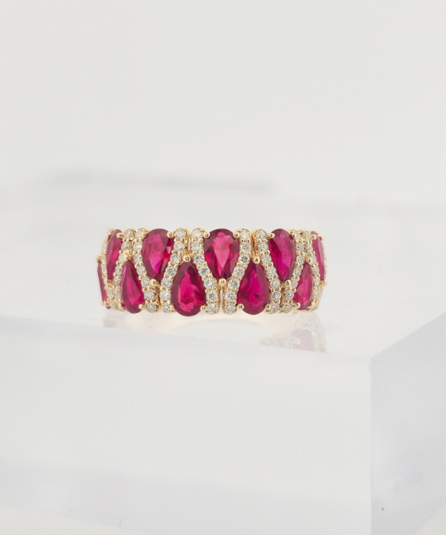 Ruby ring on plain block