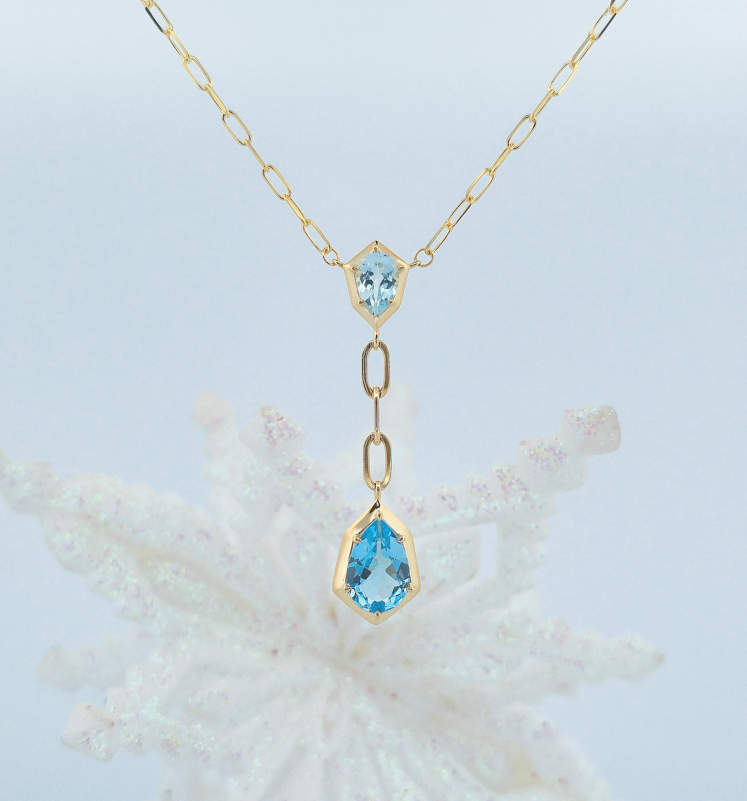 Blue topaz drop necklace