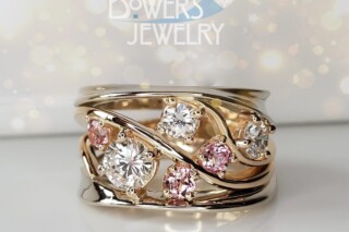 Custom ring with diamonds and precious topaz large